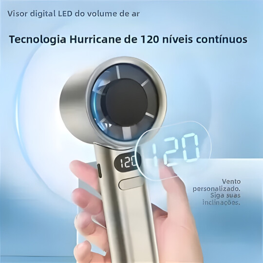 Mini Ventilador De Mão Turbo Portatil Recarregavel DIsplay