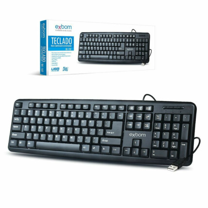 Teclado Semi Mecânico Com Fio Ergonômico Preto USB ABNT2